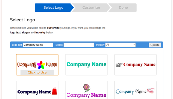 LogoNut logo style choice page